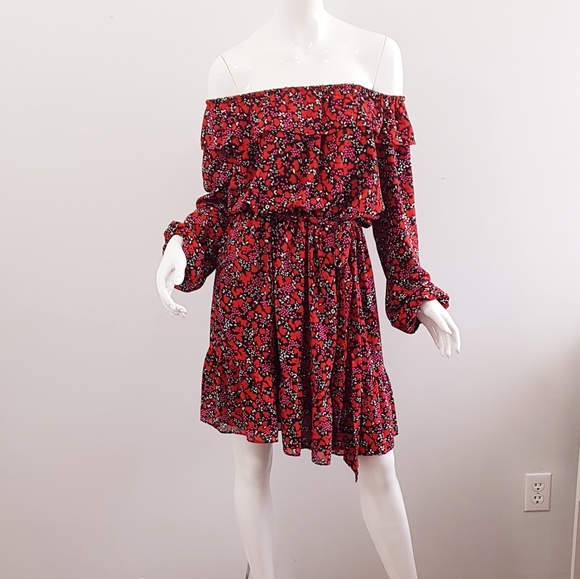 Michael Kors Off-The-Shoulder Floral Mini Dress Size S/M   (M) - Picture 2 of 6